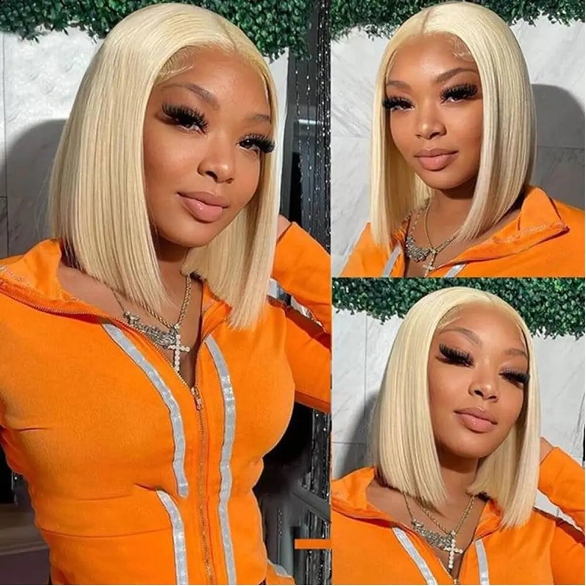 13x4 Short Bob 613 Blonde Bob Wig Human Hair Ginger Straight Lace Front Wig HD Transparent Lace Frontal Wigs For Women
