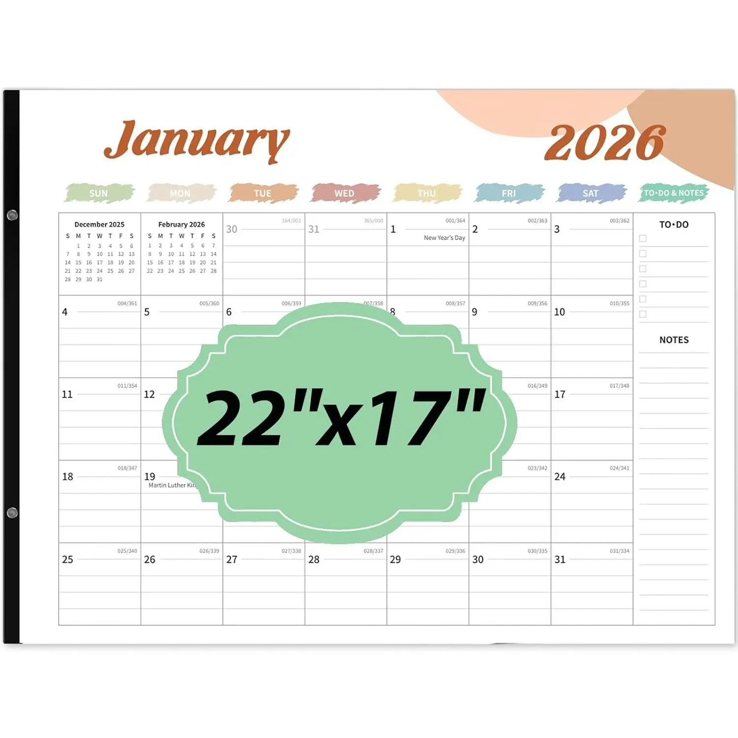 Desk Calendar 2026, Desk Calendar Large 22x17, 18 Months Desk Top Calendar, From January 2026 to June 2027 with To Do & Notes, Holiday & Julian Date for , School & Office