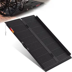 Black Portable Wheelchair Ramp, 4FT No-sew Non-Slip Aluminum Wheelchair Ramp, Folding Portable Wheelchair Ramps for Home, Weight Capacity Up to 800 LBS, Loading Dock Plates