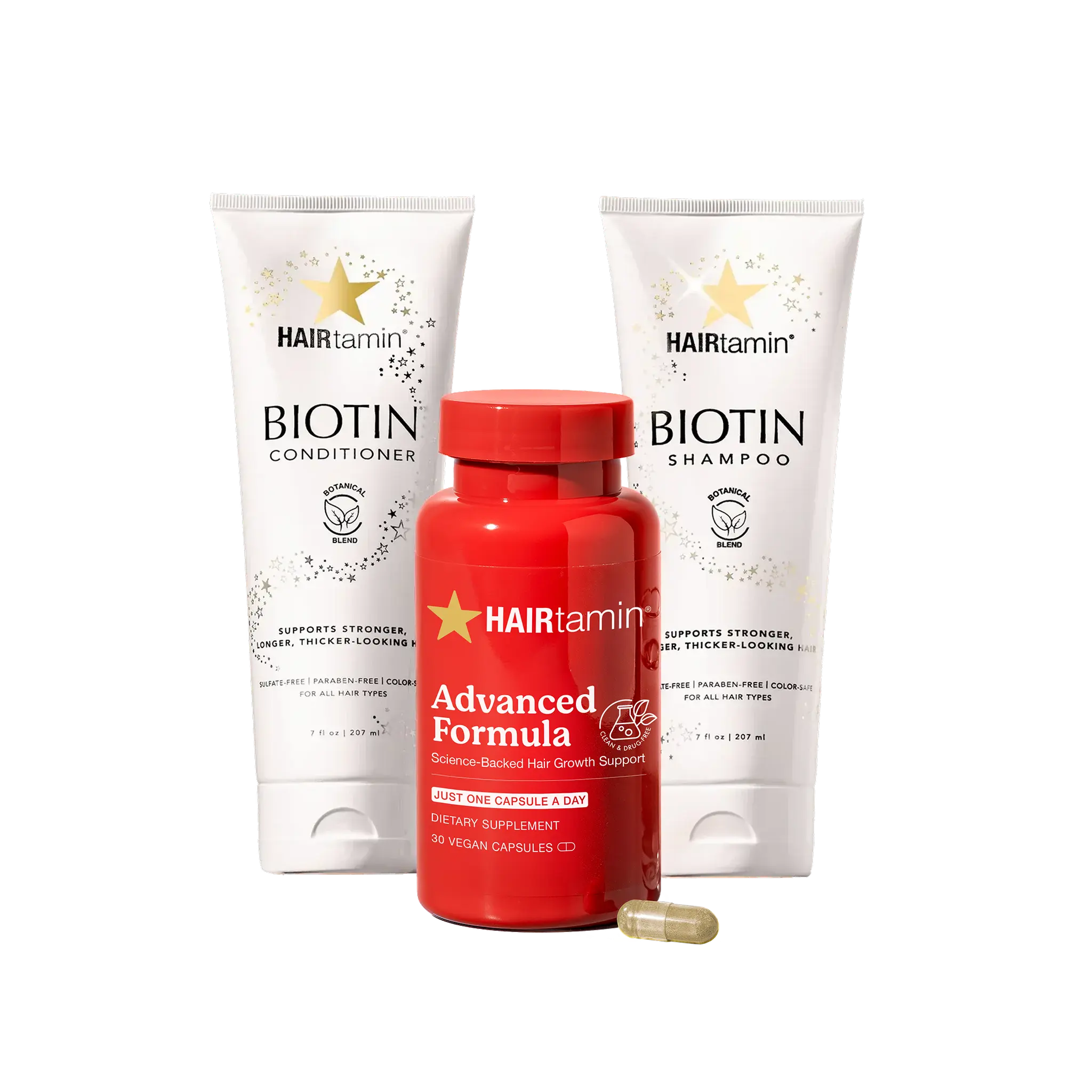 HAIRtamin The Nourish & Grow Bundle - Biotin Shampoo Conditioner & Advanced Formula Capsules for Stronger Thicker Hair Growth