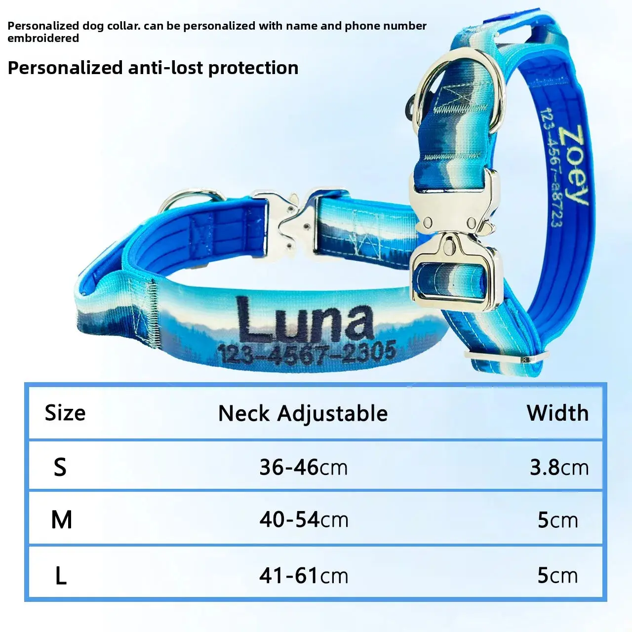 COARID Personalized Dog Collar - Heavy-Duty, Reinforced, Adjustable Outdoor Collar for All Dog Breeds (Sizes S-L), Customized, 2.5Cm, Reinforced Stitching