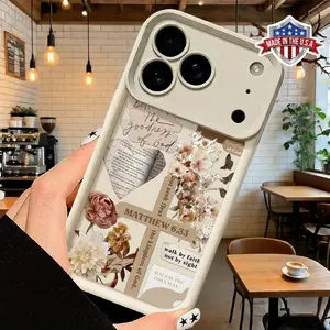 Artistic Christian Floral Bible Verse Aesthetic Case for iPhone 17 16 15 14 Pro Max 13 12 11 XR XS Plus Air Slim Shockproof Anti Drop Protective Durable TPU Cover