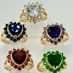 Heart shape Ring 14k Yellow Gold Filled Color Stone  Oro Laminado Sortija de Corazón