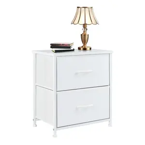 Nightstand with 2 Fabric Drawers, Dresser, End Table, Bedside Table, Bedroom Furniture for Living Room, Entryway