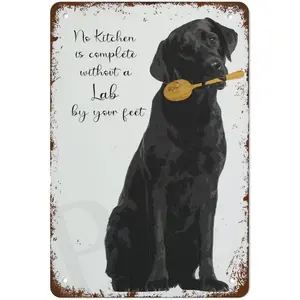 Black Lab Kitchen Art Print,Creative Tin Sign Skeleton, Funny Novelty Metal Sign, Vintage Wall Decor for Home Door Garden Bar Restaurant Cafe Office Shop Bar Club Sign Gift 12 x 8 Inch