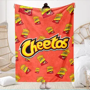 Cheetos Flame Pattern Flannel Blanket, Soft Home Decor Throw, All-Season Comfortable Rug, Ideal Gift for Sofa Bed Camping Travel