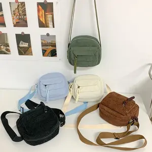 Corduroy Crossbody Bags for Women Small Shoulder Bags Lightweight Shoulder Bag Hobo Satchel Handbag Zip Purse Y2k style