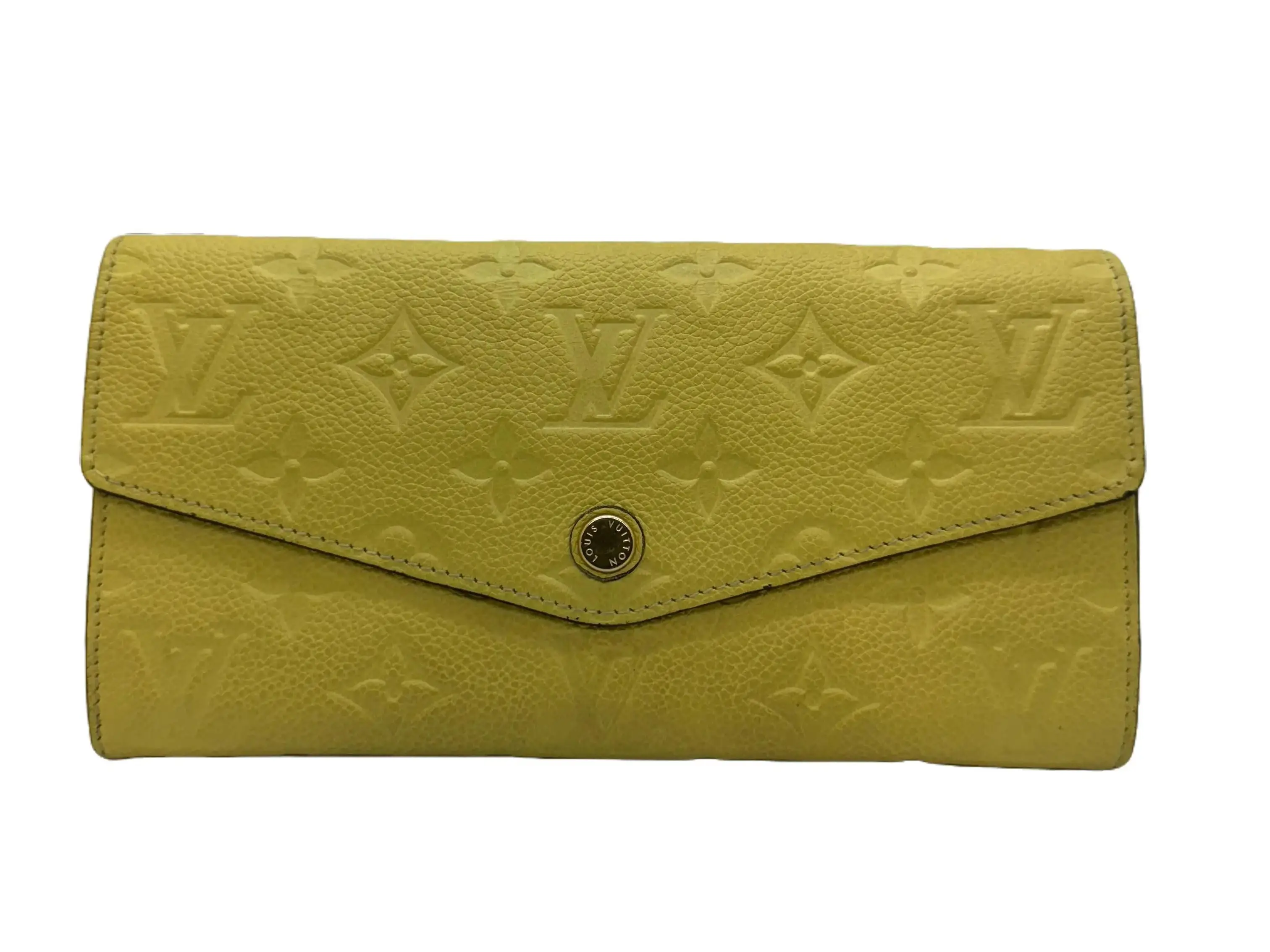 Pre-owned Louis Vuitton Leather Small Leather Goods Monogram Empreinte Sarah Wallet in Yellow