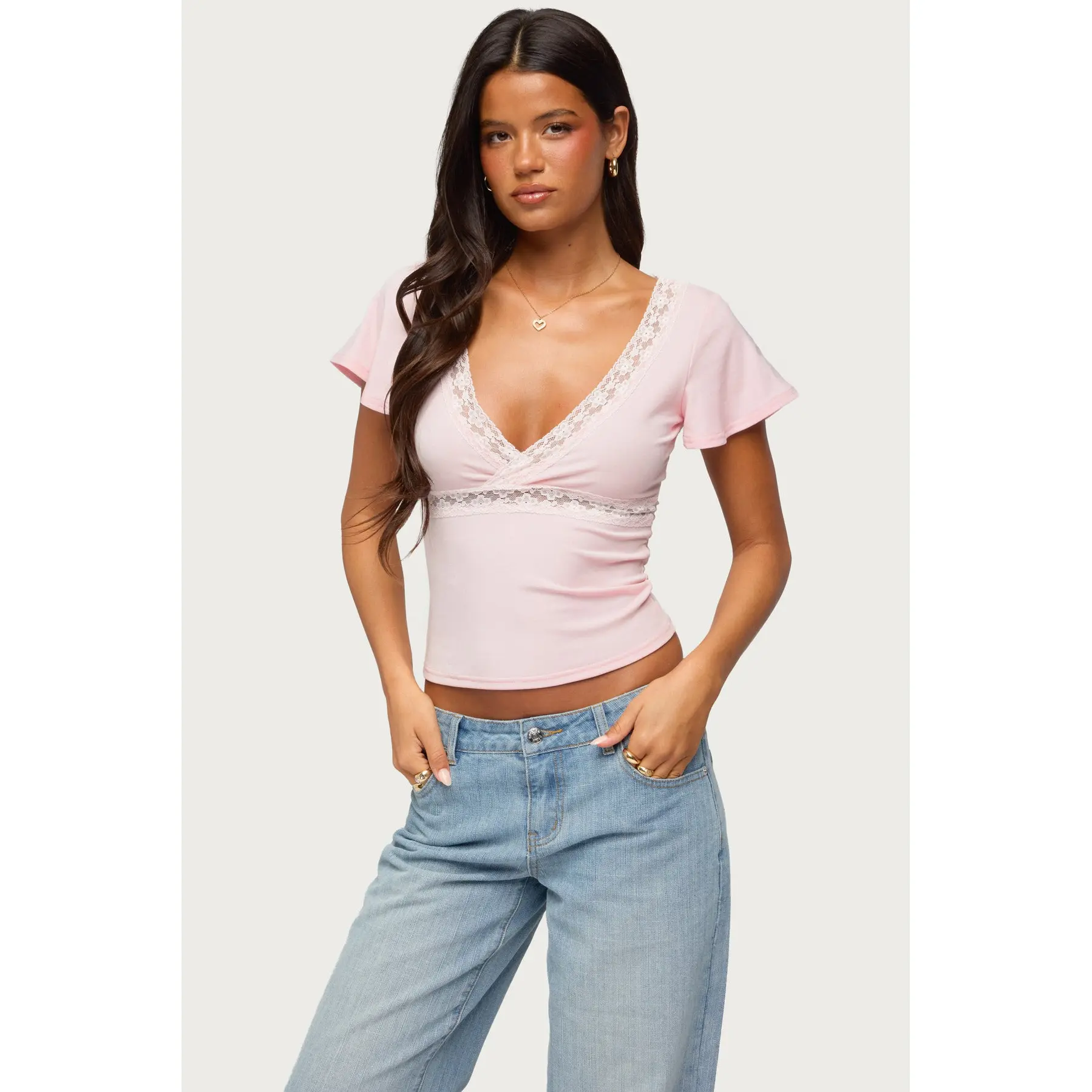 Yvetta Lacey Flutter Sleeve Top Yvetta Lacey Flutter Sleeve Top