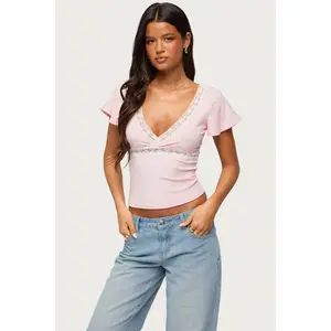 Yvetta Lacey Flutter Sleeve Top
