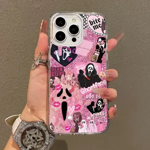 Soft Girl Magnetic Case for iPhone11/12/13/14/15/16/17/promax, Pink Ghostface Horror Collage Lightweight, Drop-Proof, MagSafe Compatible | Perfect for Teen Girls