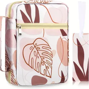 Portable Bible Bag, Turtle Leaf Print Design, Zippered Compartment, Includes Bookmark, Ideal for Bible Storage and Protection