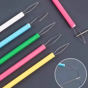 4-Piece Colorful Plastic Threader Set, Cylinder Shaped Sewing Tool, DIY Craft Accessories, Convenient Needle Threader for Beading & Elderly Assistance, Sewing Kit, Sewing Supplies Crafts