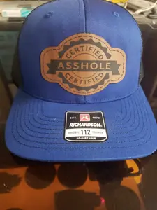 Richardson 112 Trucker Hat - Laser Engraved Leather Patch - Edgy Style - Durable Material - Snapback Closure