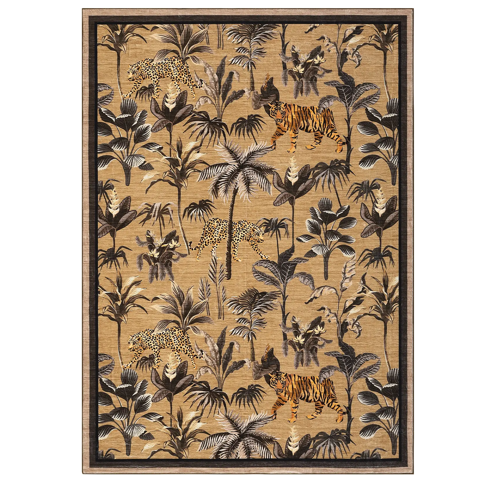 8x10 ft Brown Rectangular Polyester Imitation Cashmere Area Rug - Foldable, Leopard Print, Modern, Washable Animal-Themed Area Rug for Hallway, Bathroom Home Spaces, Animal-Themed Area Rugs, Leopard Print Rugs