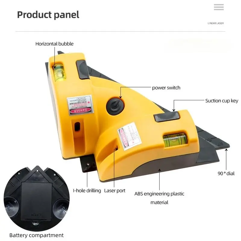 Infrared Laser Level Vertical Horizontal Line Projection Square Floor Tiling Level Laser Precise Line Finder Accurate Measurement Tool Laser Leveler Tool Laser Measuring Tool