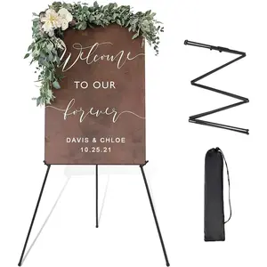 Easel Stand for Wedding Sign Poster 63'' Instant Display Easel for Floor Adjustable Metal Art Easel Black