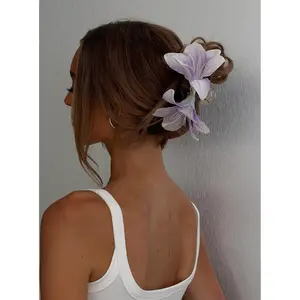 Kenedi Floral Claw Clip Purple