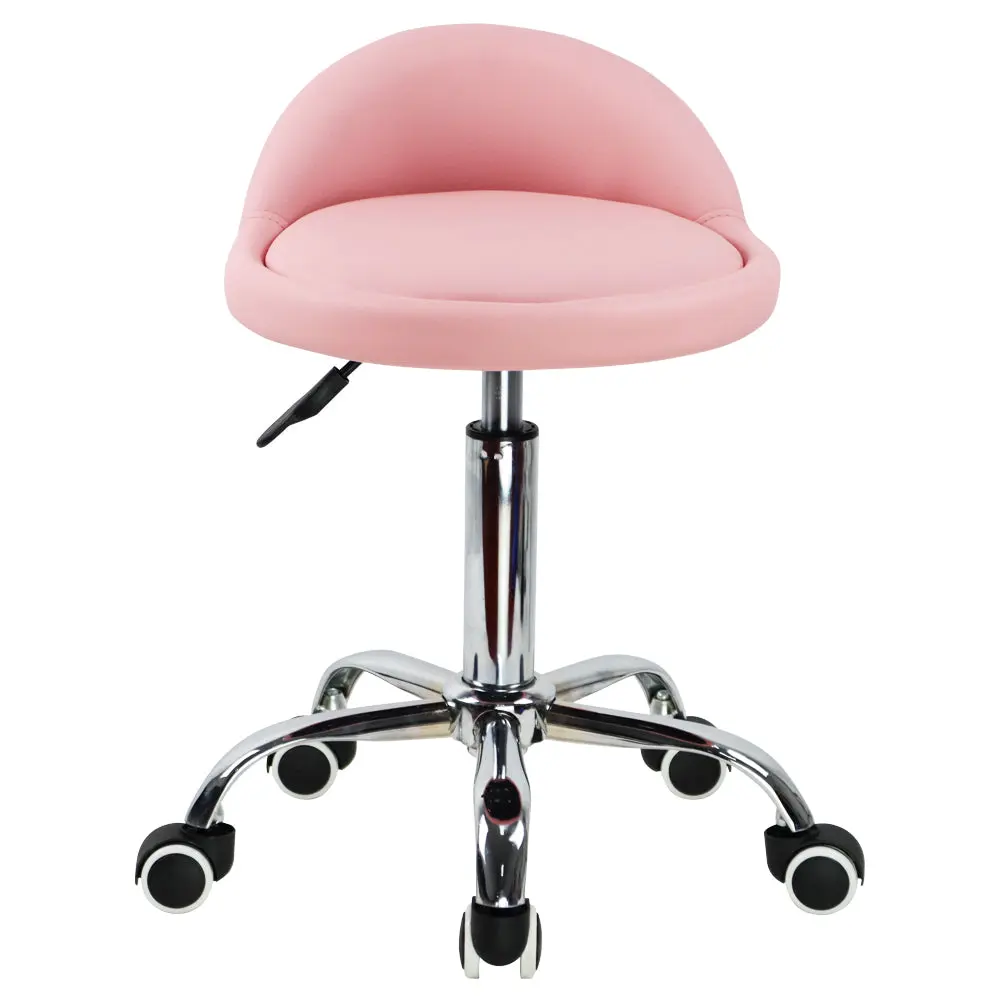 KKTONER PU Leather 360° Swivel Rolling Office Chair - Low Backrest, Height-Adjust, 300 lbs Capacity, 14.4'' Cushion Diameter, Quick Assembly Required, Counter Stool for Home Office, Tattoo Use (Pink)
