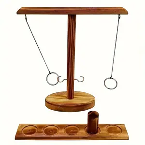 Wooden Hook Ring Game for Adults, Indoor Outdoor Fighting Game, Perfect for Parties Bars and Home, Great Holiday Gift Idea, Party Board Game, Party Table Game