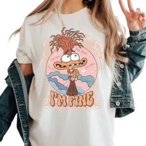 I'm Fine Anxiety Inside Out T-Shirt, Inside Out Characters Shirt, Feelings Matching Tee, Mental Health, Unisex Cotton Tee, Hot Shirt 2024 Top Fits Crewneck Fashion, Clothing Menswear Womenswear Tshirt Casual Trend Soft Shortsleeve Summer Comfortable Style