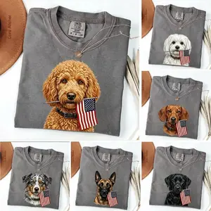 Comfort Colors 50+ Dog Funny 4th of July Shirt, Patriotic Goldendoodle Shirt, 4th of July Dog,: Multi Dog Breed Graphic Tee, Patriotic 4th of July Shirt, USA Flag Pet T-Shirt, Summer Holiday Apparel