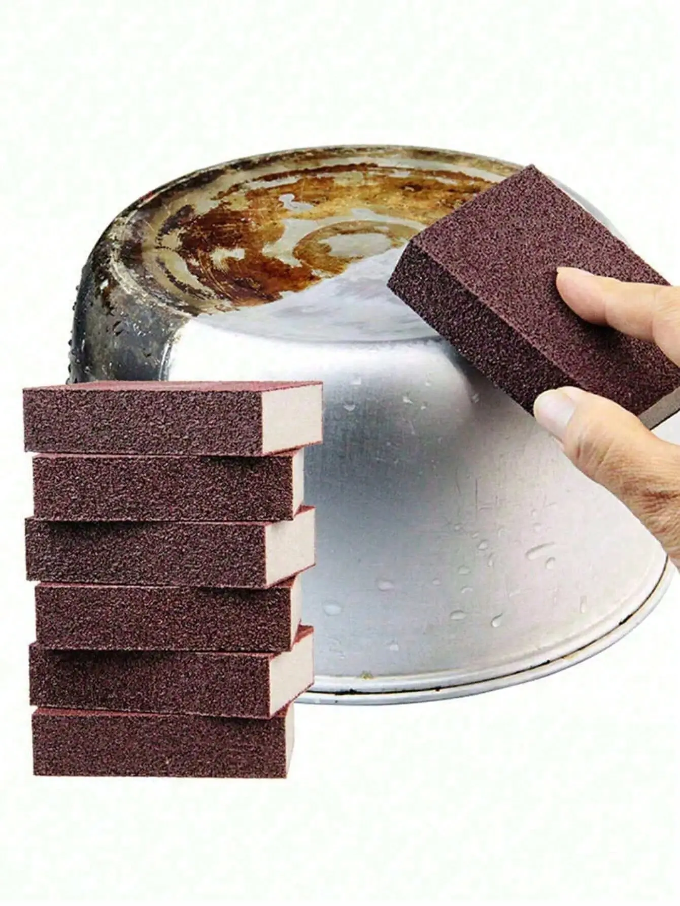 10-Pack Magic Emery Rust Removal Sponges, Premium High-Hardness Decontamination Sponges, Efficient Kitchen Pot & Pan Stain Cleaner, Durable Household Cleaning Gadget, Emery Sponge