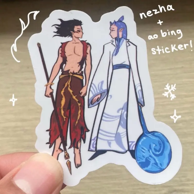 nezha + ao bing sticker | glossy finish