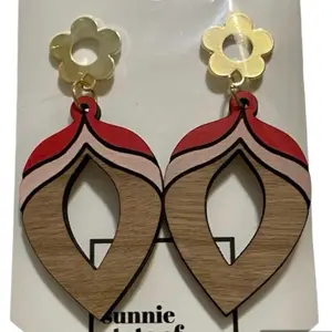 Almond Aurora Wood Hoop Earrings Female Casual Elegant