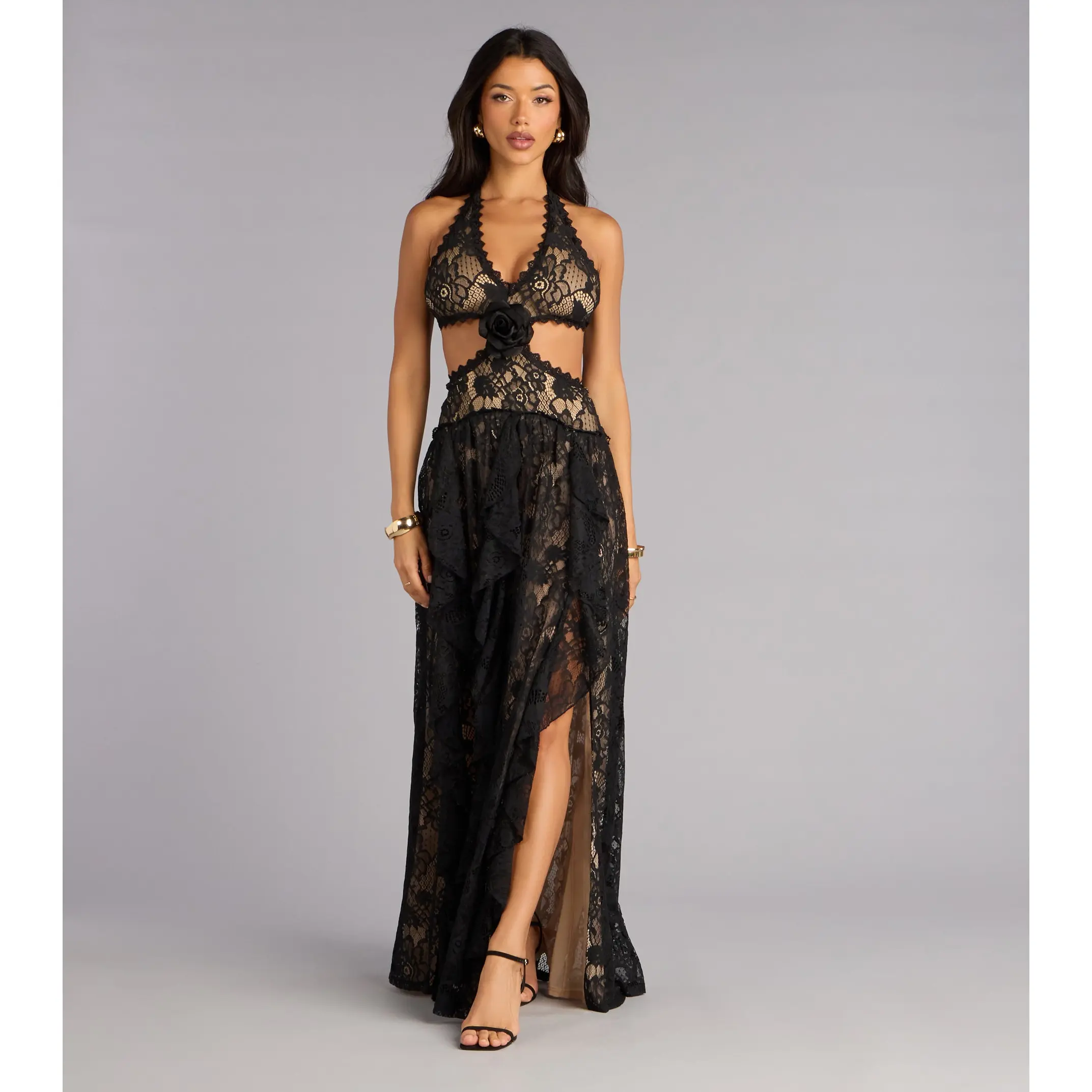 maxi dress with matching jacket Black Blazer & Sheath Dress Set