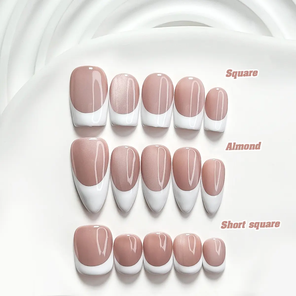 CuraTique Summer Collection | Classic French | 10-Piece Set  100% Handmade Nail Stickers, 3D Gel Nails, Reusable Nail Decorations | 2026 SpringNails | Holiday | The Perfect Nail Art for Vacations | Birthday Parties&Gift-Giving