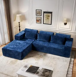 Dragosum 105" L-Shape Modular Sectional Sofa Couch for Living Room,No Assembly Required,Modular Comfy Sofa with Deep Seat for Living Room Bedroom,Luxury Distressed Velvet