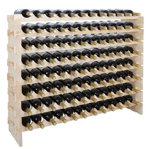 SuperDeal 72 | 96 Bottles Solid Wood Wine Rack - Freestanding Storage Display for Wine Lovers Utensils Holder