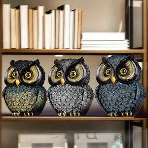 Elegant Resin Owl Figurine Ornament, Resin Animal Sculptures, Unique Animal Design Decorative Piece, Ideal for Home Office Shop Holiday Party