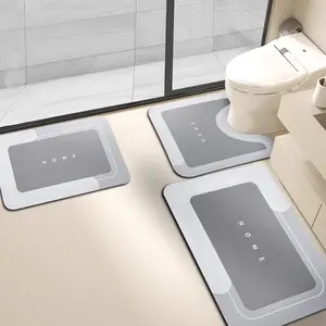 3PCS Diatomite Bath Mat Set Super Absorbent Quick-Drying Surface Rubber Anti-Slip Backing Comfortable Durable Ideal for Bathroom Kitchen Sink Areas - Bathmat
