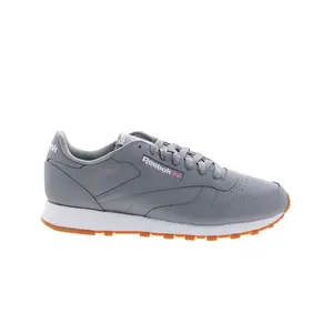 Reebok Classic Leather Mens Gray Leather Lace Up Lifestyle Sneakers Shoes