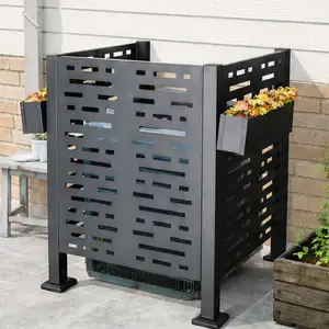 ARCH 3ft x 3ft Outdoor Air Conditioner Privacy Fence Screen Cover, Charcoal Galvanized Steel AC Unit Enclosure with Flower Boxes, Freestanding Metal HVAC Concealment Panel for Patio Backyard Garden, 36" L x 36" W x 44.5" H, Charcoal Color Options