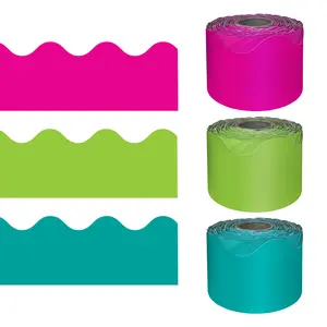 Carson Dellosa 65' Bright & Colorful 3 Pack Rolled Scalloped Bulletin Board Border Set (3 rolled borders)