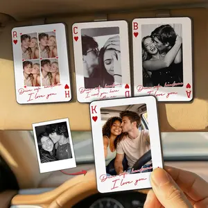 Couple Custom Photo Car Visor Clip, Personalized Picture Sun Visor Clip, Playing Card Car Accesories, Valentine Gift For Him, Wedding Gift