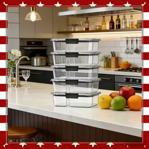 5 Pack Rubbermaid Brilliance 2.85 Cup 2 Compartment Meal Prep Containers Clear Food Storage Airtight Leak Proof for Kitchen Lunch and Leftovers