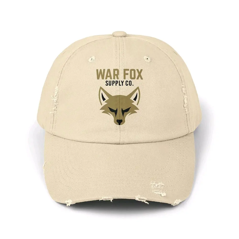 Warfox Supply Co. Distressed Hat with Distressed Design and Fox Logo