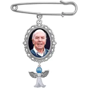 Wedding Bouquet Photo Charm Pin Lacy Oval Bridal Charm Walk Down The Aisle Easy to Make