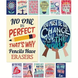 13pcs Frameless Growth Mindset Posters for Middle and High School Classroom Decorations – Set of 13 Motivational Posters, Inspirational Posters and Quote Posters 8*10inch Visual Learning Tools