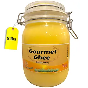 Premium Gourmet Clarified Butter - Natural & Pure Grass-Fed Ghee for Energy Gut and Immune Health Support - Versatile Healthy Cooking for Spreading Baking & Sauteing 2 lbs