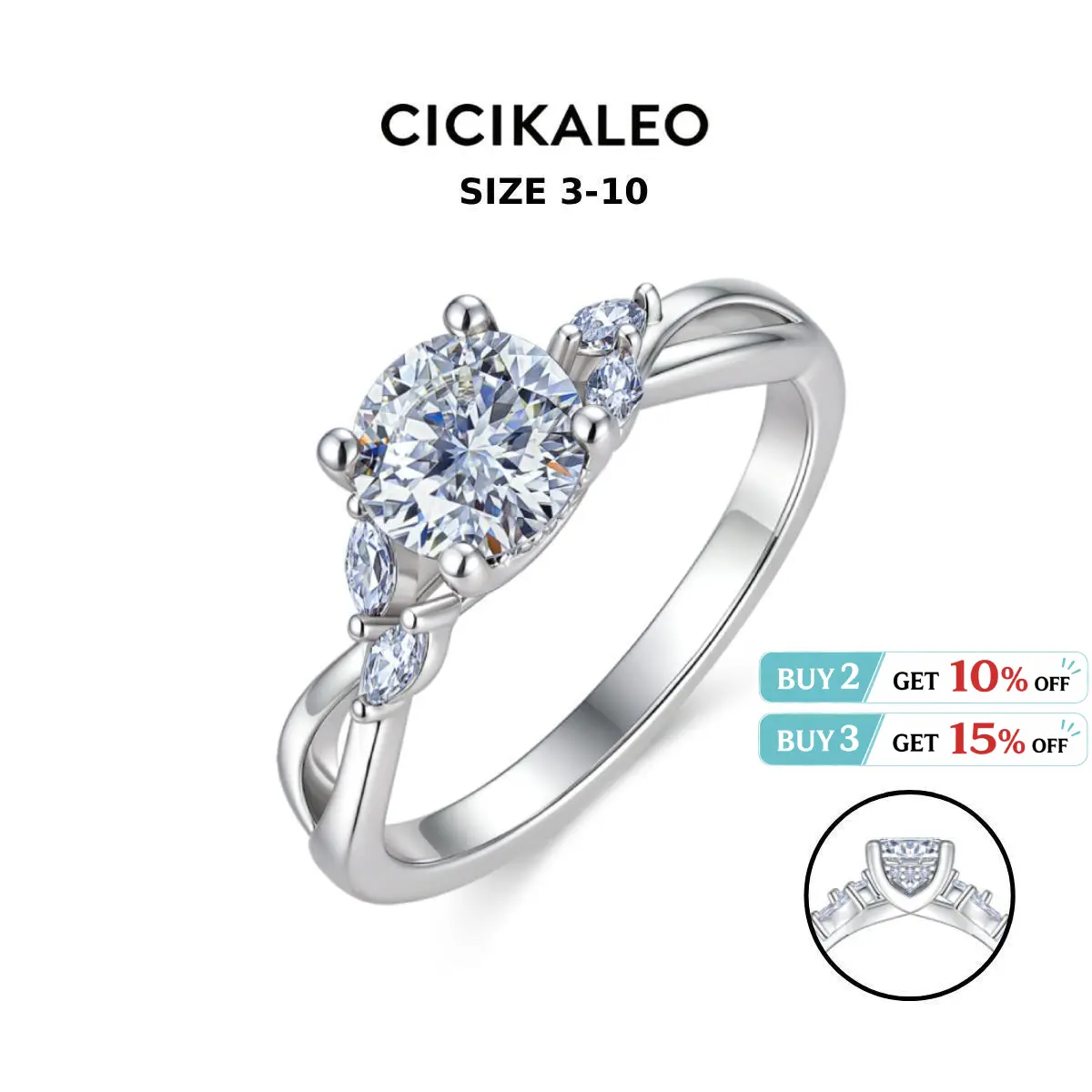 CICIKALEO 1-2CT Moissanite Rings for Women 81-Facet Cut 18K White Gold Plated Lab-Created Engagement Wedding Gifts for Her #Summervibes tiktokshopbacktoschool