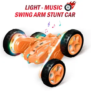 Remote Control Car, Rc Cars Stunt RC Car Toys New Upgraded Strip Lights and Headlights Car Toys Double-Sided 360° Rotating 4WD Rc Drift Truck for Boys Girls Birthday Gift