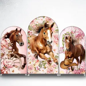 15-day 2D Flat Delivery Floral Horse Arch Backdrop Cover for Equestrian and Western Theme Events