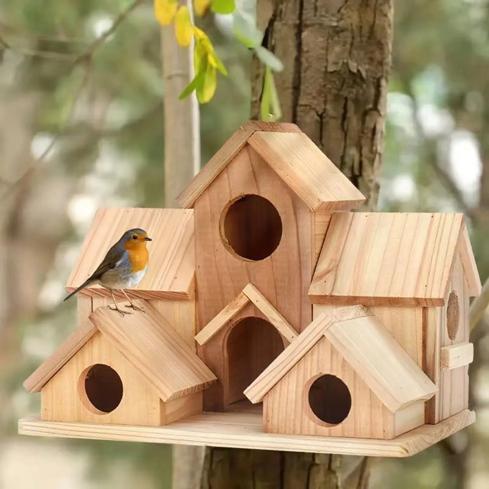 Outdoor Bird House, Feeding Birds in Rural Areas, Small House Style Bird House, Rustic Style Outdoor Birdhouse, Suitable for Garden Decoration, DIY Customization of Personal Hand-Painted Graffiti