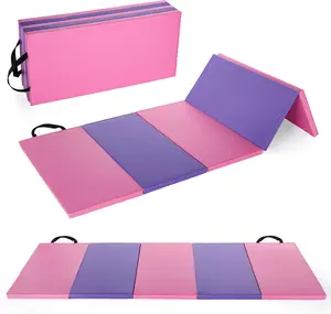 Gymnastics Mat, 4/5-Fold Tumbling Mat, Leather Exercise Mat for Tumbling, Yoga, Pilates, Aerobics, Martial Arts and Home Gym