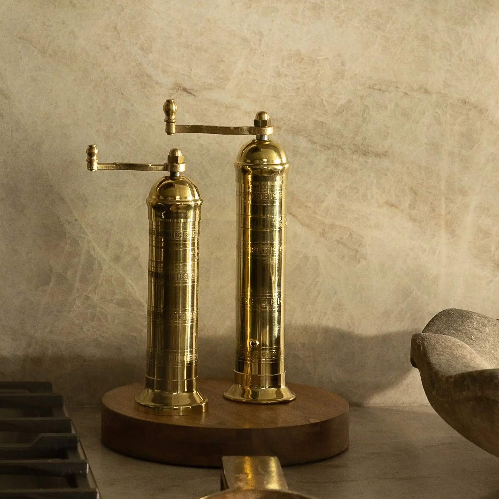 Ophelia Greek Salt + Pepper Mills, Set of 2 Ophelia Greek Salt + Pepper Mills, Set of 2